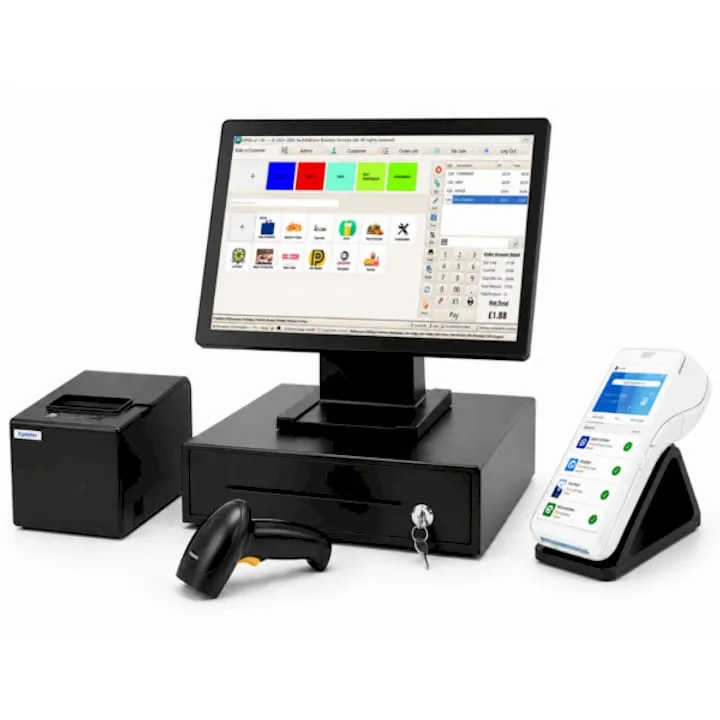 A Zivaro EPOS terminal and card machine set up on a shop counter